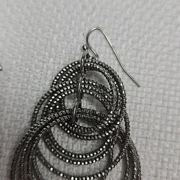 Lia Sophia Silver Sparkle Circle Statement Earrings - Picture 4 of 13